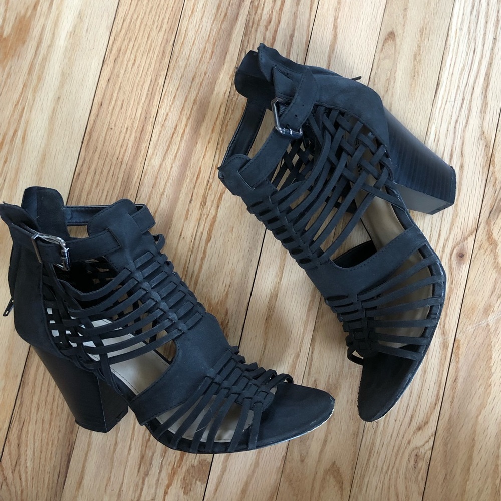 Women’s black heeled sandals